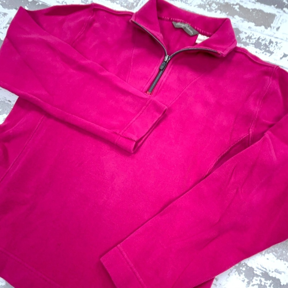 Tommy Bahama Sweater Women XS Pink Knit Sweatshirt Quarter Zip Pull Over Ladies* - Picture 2 of 10